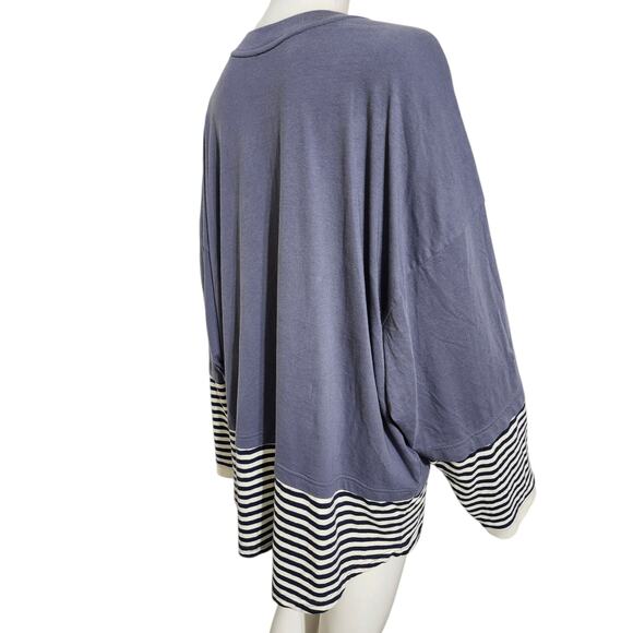 Free People Movement Side To Side Layer M Top Blue White Stripe Pullover Tunic - Picture 8 of 8
